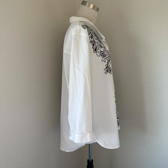 Chico's Embroidered Paisley Tunic White Color Sz 18 NWT - Picture 4 of 8